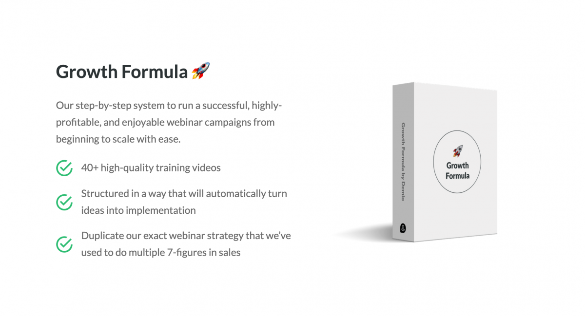 Growth Formula course by Demio