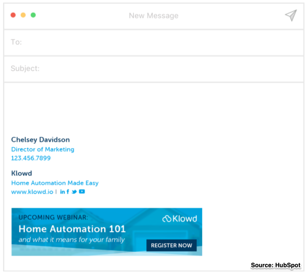 Example of webinar promotion in email signature