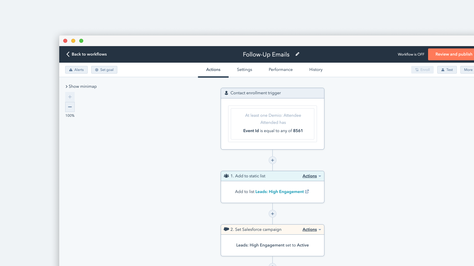 hubspot integration demio screenshot